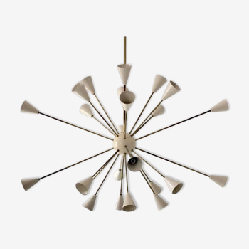 Lustre Sputnik en laiton 24 lumières couleur blanc