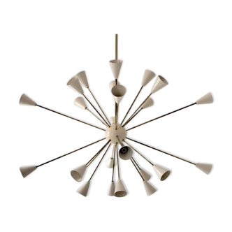 Lustre Sputnik en laiton 24 lumières couleur blanc