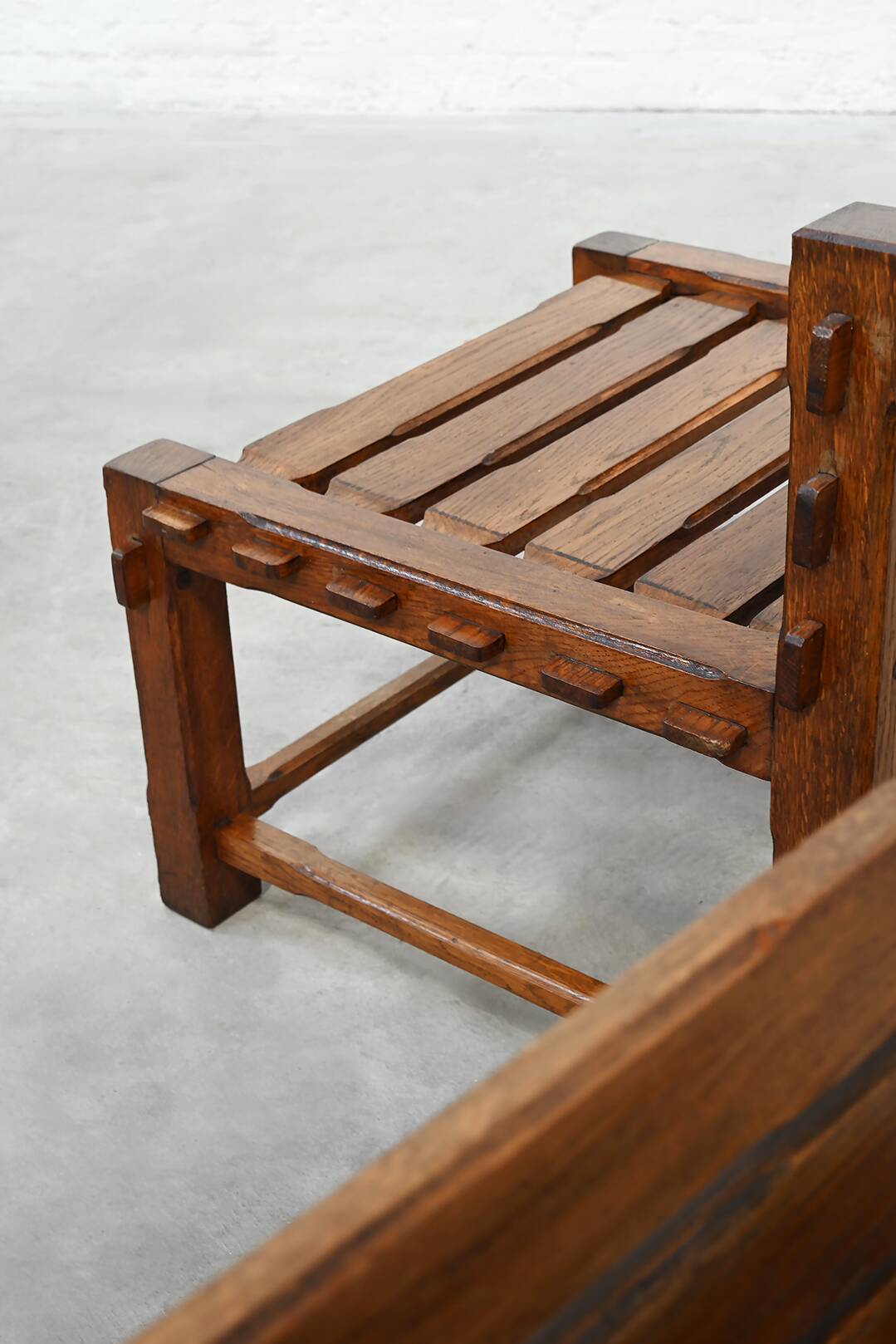Pair of 1970s Brutalist Solid Oak Side Chairs