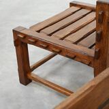 Pair of 1970s Brutalist Solid Oak Side Chairs