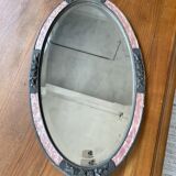 Miroir art déco rose ovale 80x47cm