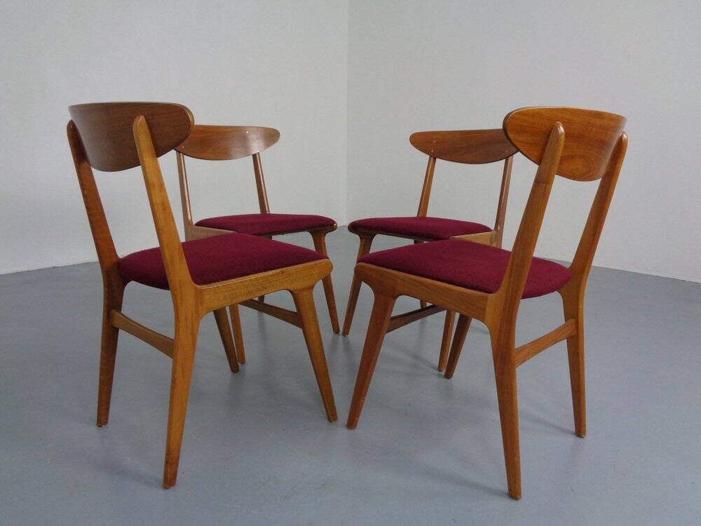 Mid-Century Walnut Dining Chairs, 1960s, Set of 4