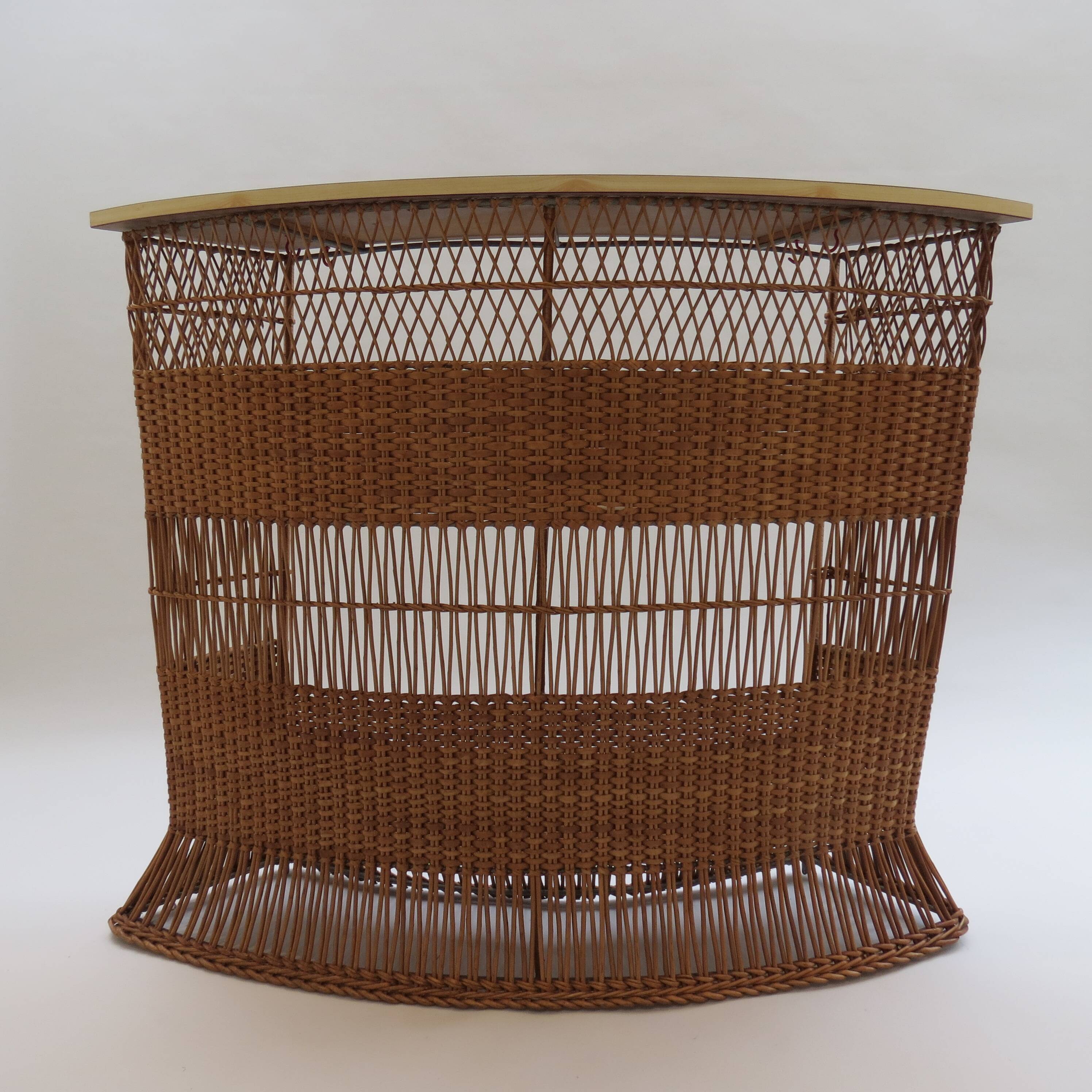 1970s rattan boho freestanding bar