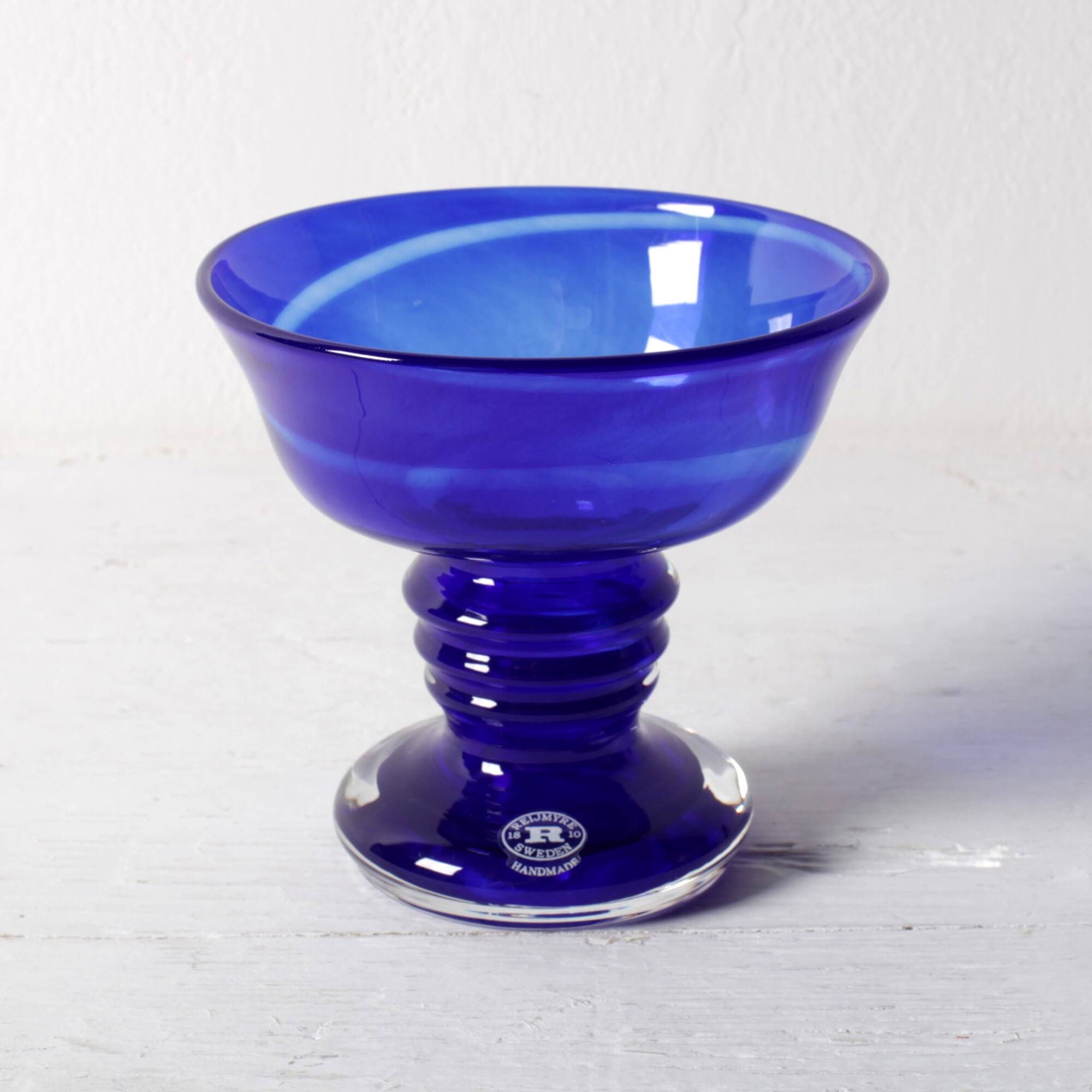 Cobalt Blue Handmade Footed Bowl by Johan Jacob Graver / Reijmyre / Sweden