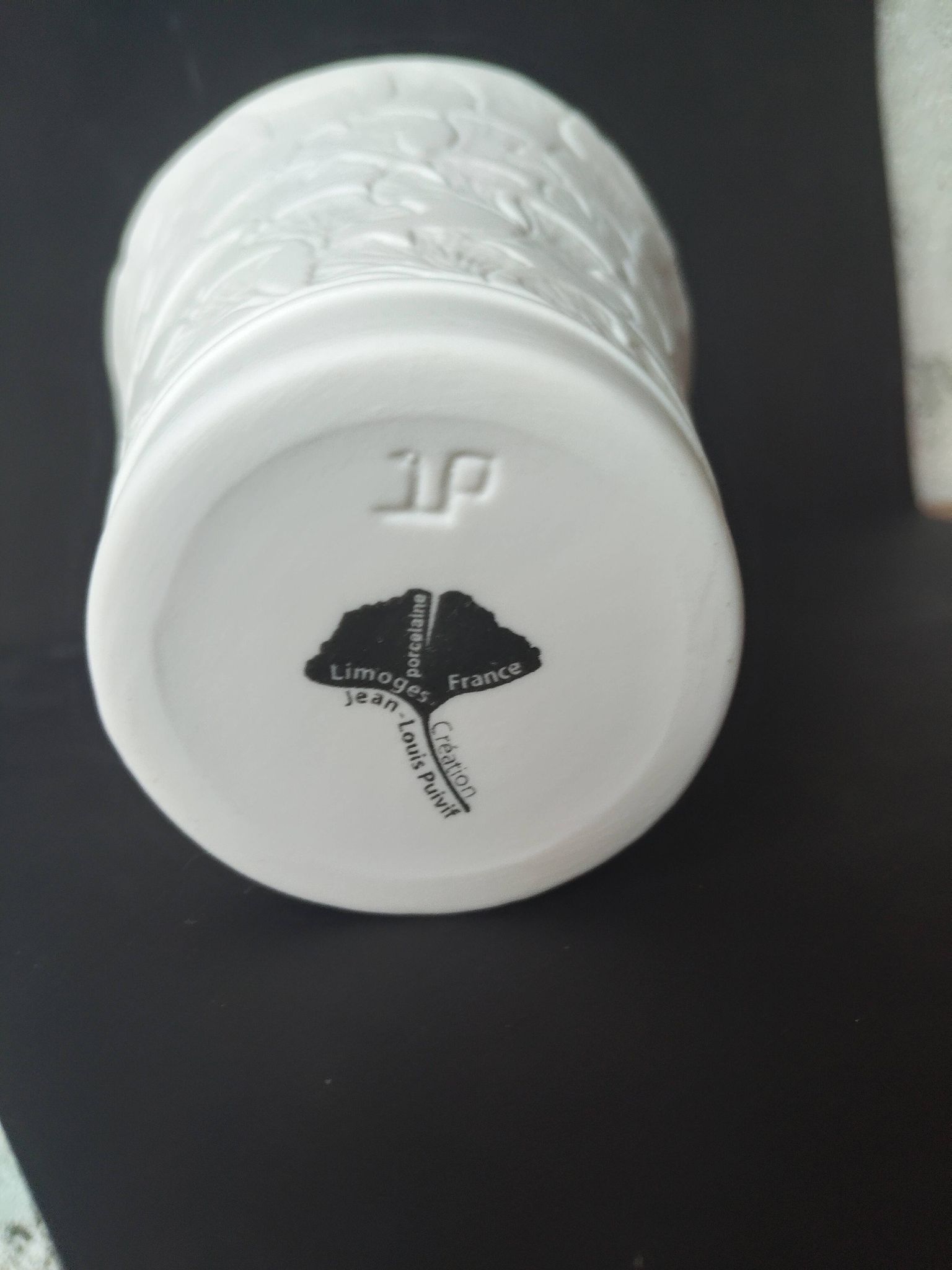 Decorative vase Jean-Louis Puivif in Limoges porcelain, Ginkgo