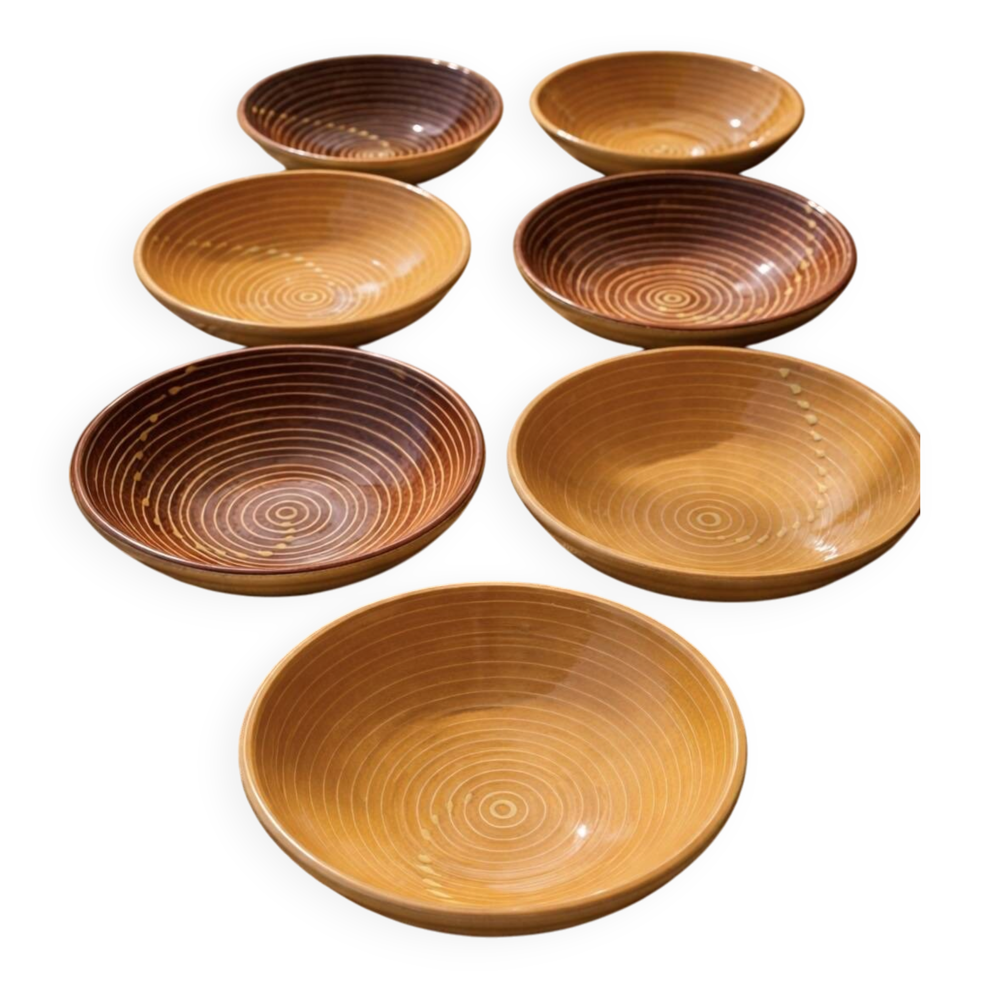 Vintage glazed ceramic deep plates