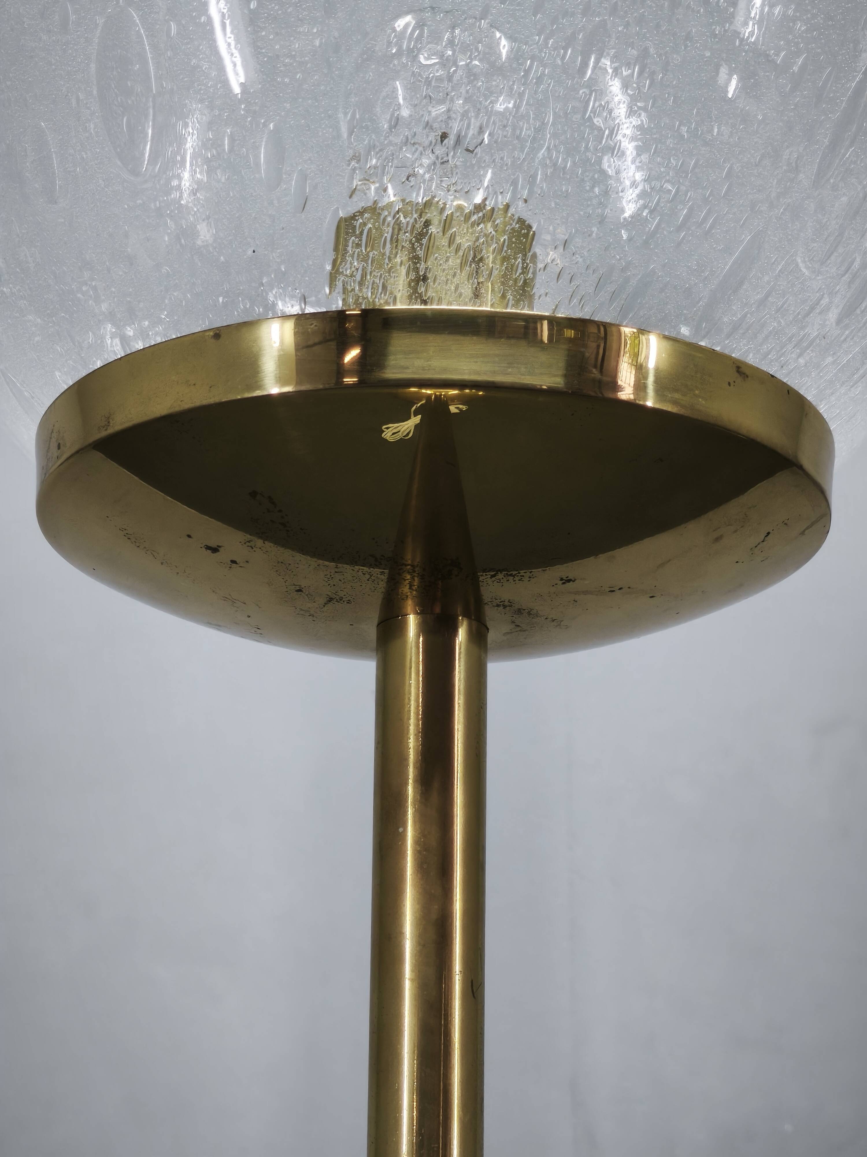 Space Age Bubble Glass and Brass Floor Lamp, Czechoslovakia, 1970s