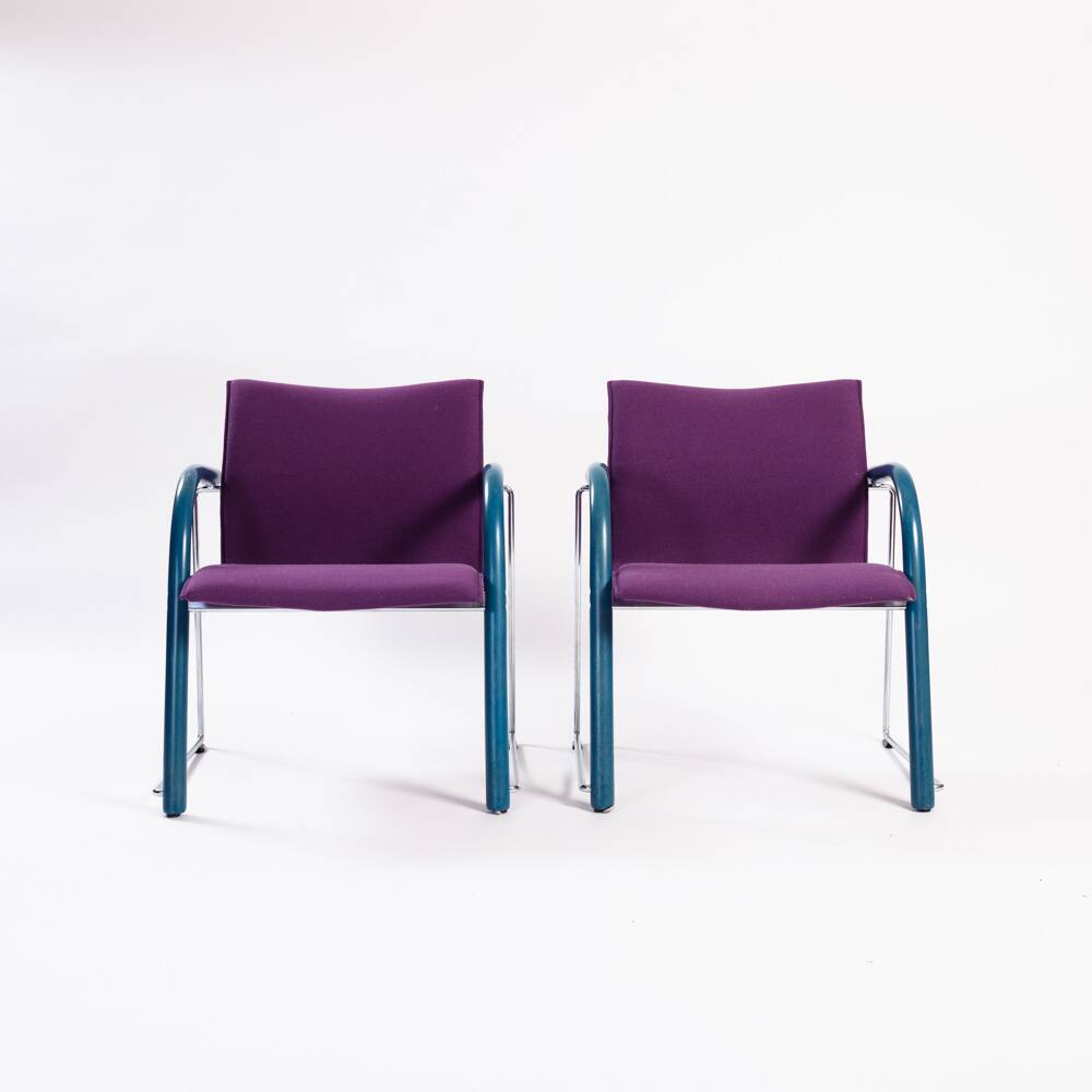 Fauteuil lounge Thonet Wulf Schneider s320 en laine violette, années 1980