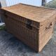 Old braided wicker trunk