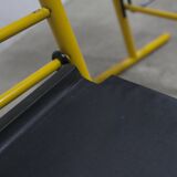 Paire de tabouret de bar italien ajustables jaune laqué et noir