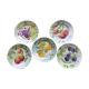 5 old dessert plates decorated with saint clement's dabbling fruit