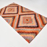 4x8 Multicolor Turkish Vintage Kilm,Bohemian Kilim Rug,125x253 Cm