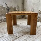 Square pine coffee table from the 70s revival