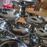 13 stainless steel ice cream cups + serving trolley