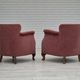 1960s, pair of Danish lounge chairs, original condition, light pink furniture velour.