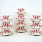 10 white ceramic coffee cups - Digoin 9604 France - vintage 50s