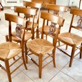 6 chaises en merisier massif « les fables de la fontaine «