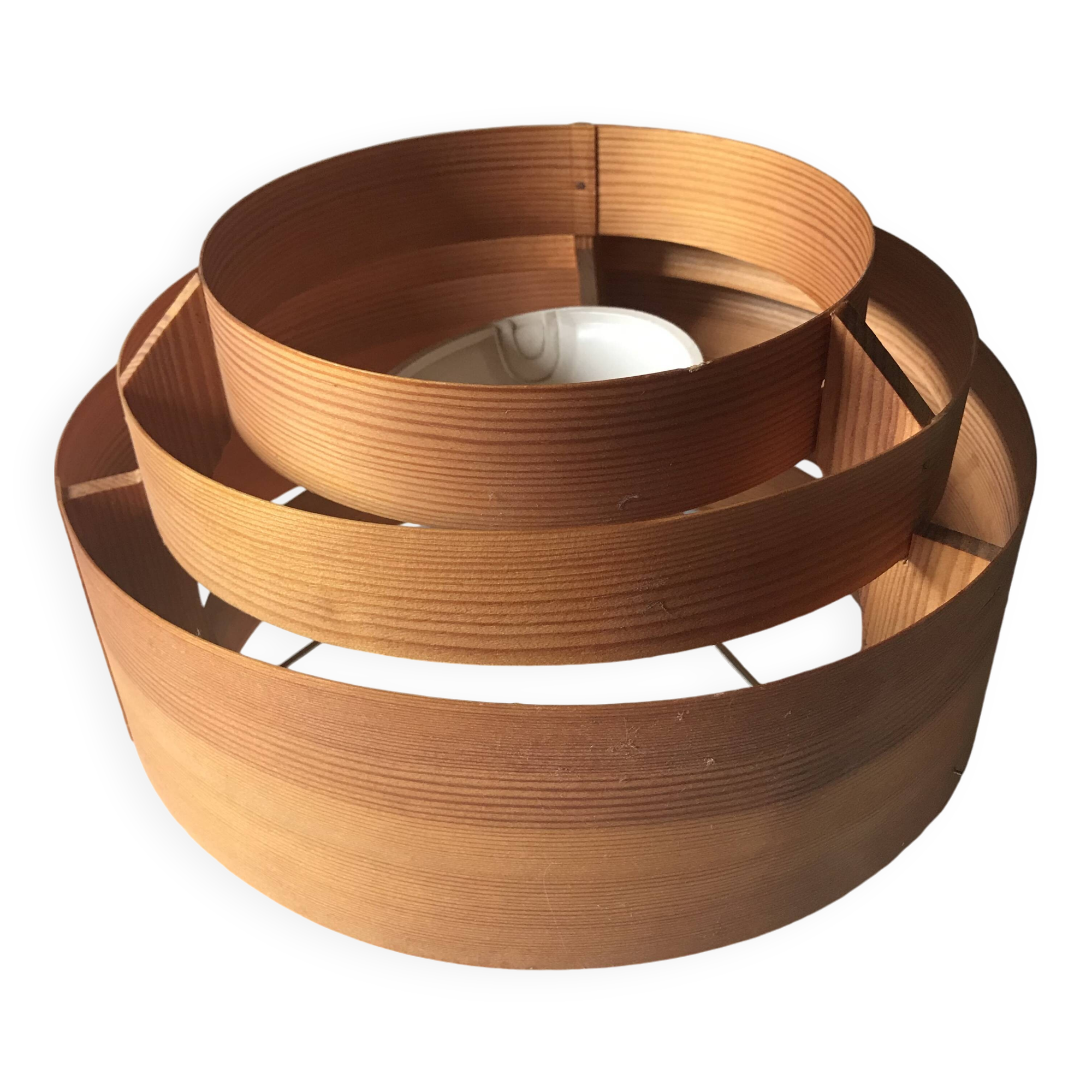 Scandinavian wooden pendant light, vintage circa 1960