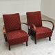 Pair of H410 Type C burgundy armchairs by Jindrich Halabala for Thonet