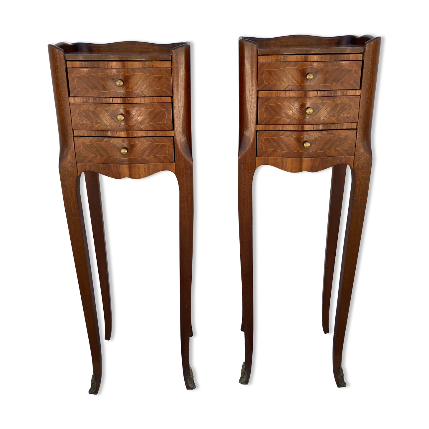 Pair of bedsides Louis XV in marquetry