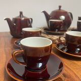 Villeroy & Boch vintage 60's complete coffee service in vitro enameled porcelain, glossy brown series