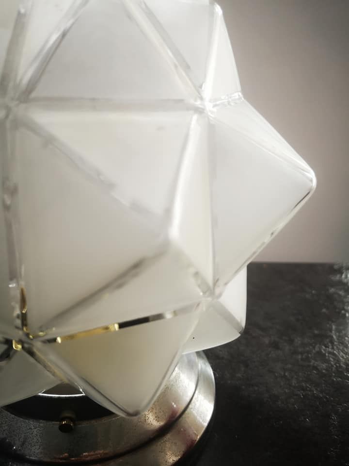 Old ceiling lamp globe opalescent glass rare model Ø 18 cm ART DECO 1930 POLYEDRE 96 faces