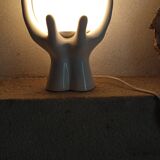 White ceramic and glass hand lamp