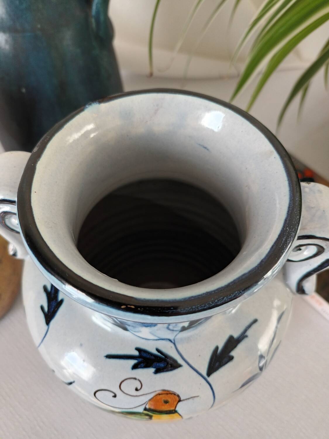 Vintage hand-painted ceramic vase Italy