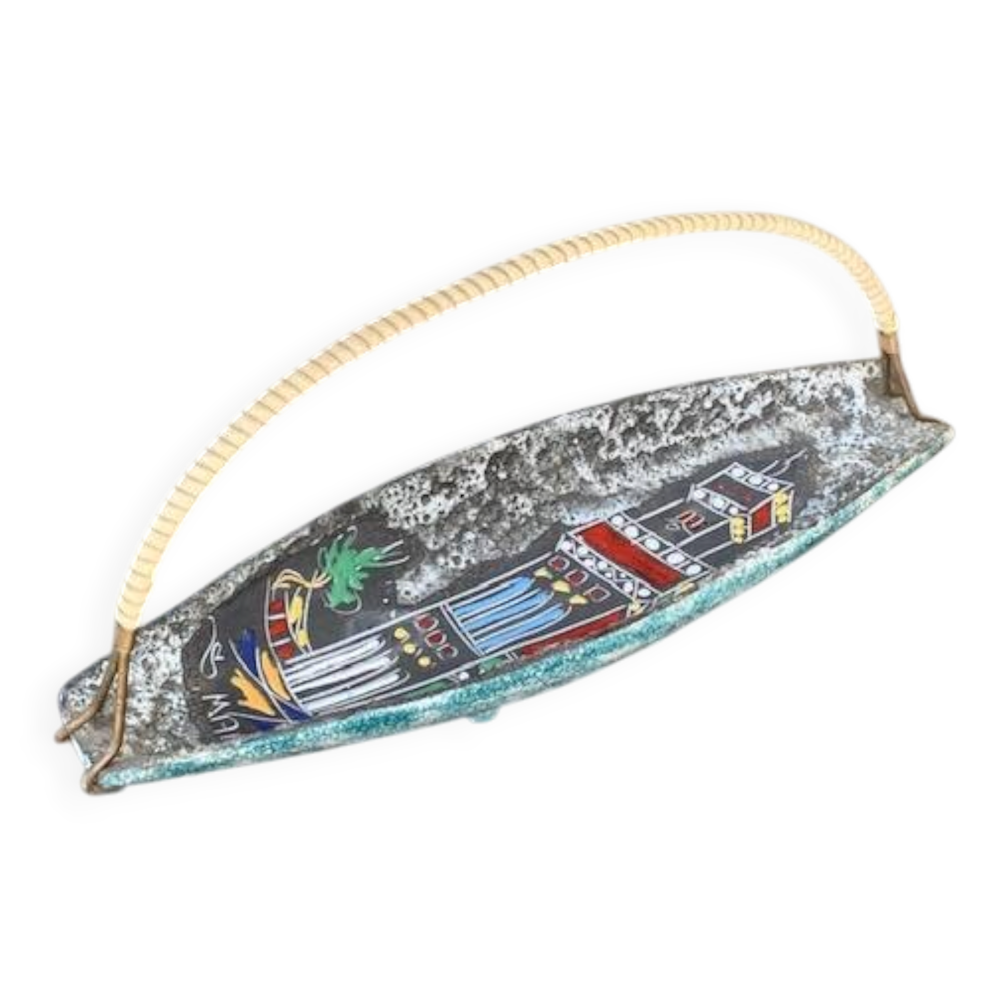 Decorative plate, San Marino pocket tray in vintage handmade ceramic, 1950.