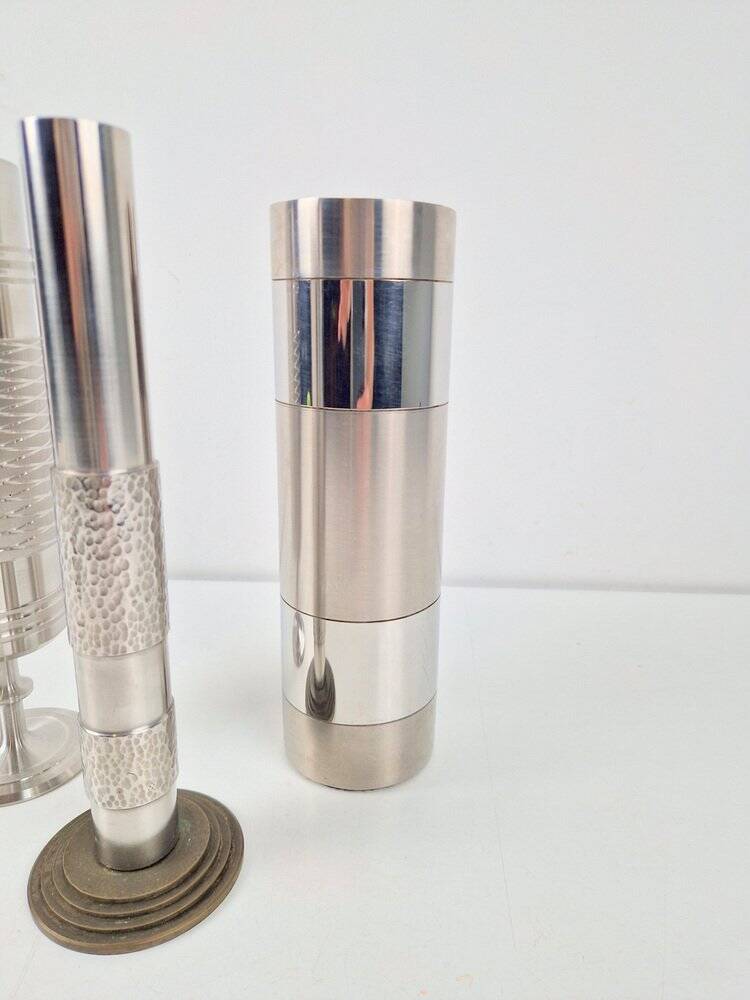 Brutalist Sculptural Metal and Brass Vases from BMF, Germany, 1960s, Set of 3