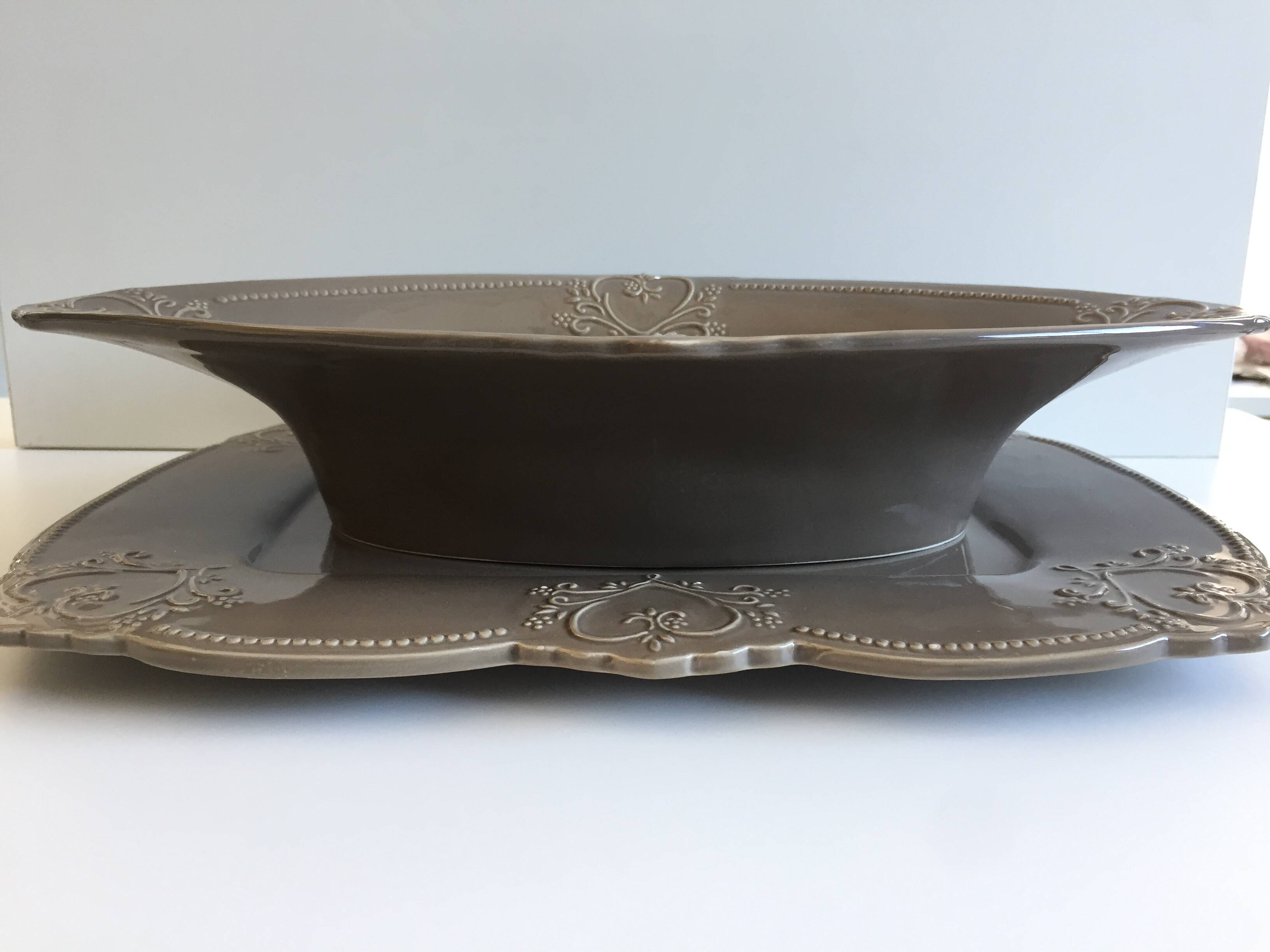 Tableware Service Table Design Meat or Vegetable Frosted Brown Porcelain