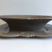 Tableware Service Table Design Meat or Vegetable Frosted Brown Porcelain