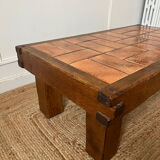 Oak and ceramic coffee table from the mid-20th century.