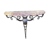 Console murale en fer forgé et marbre