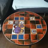 Coffee table, ceramic tray, metal feet, circa 1960