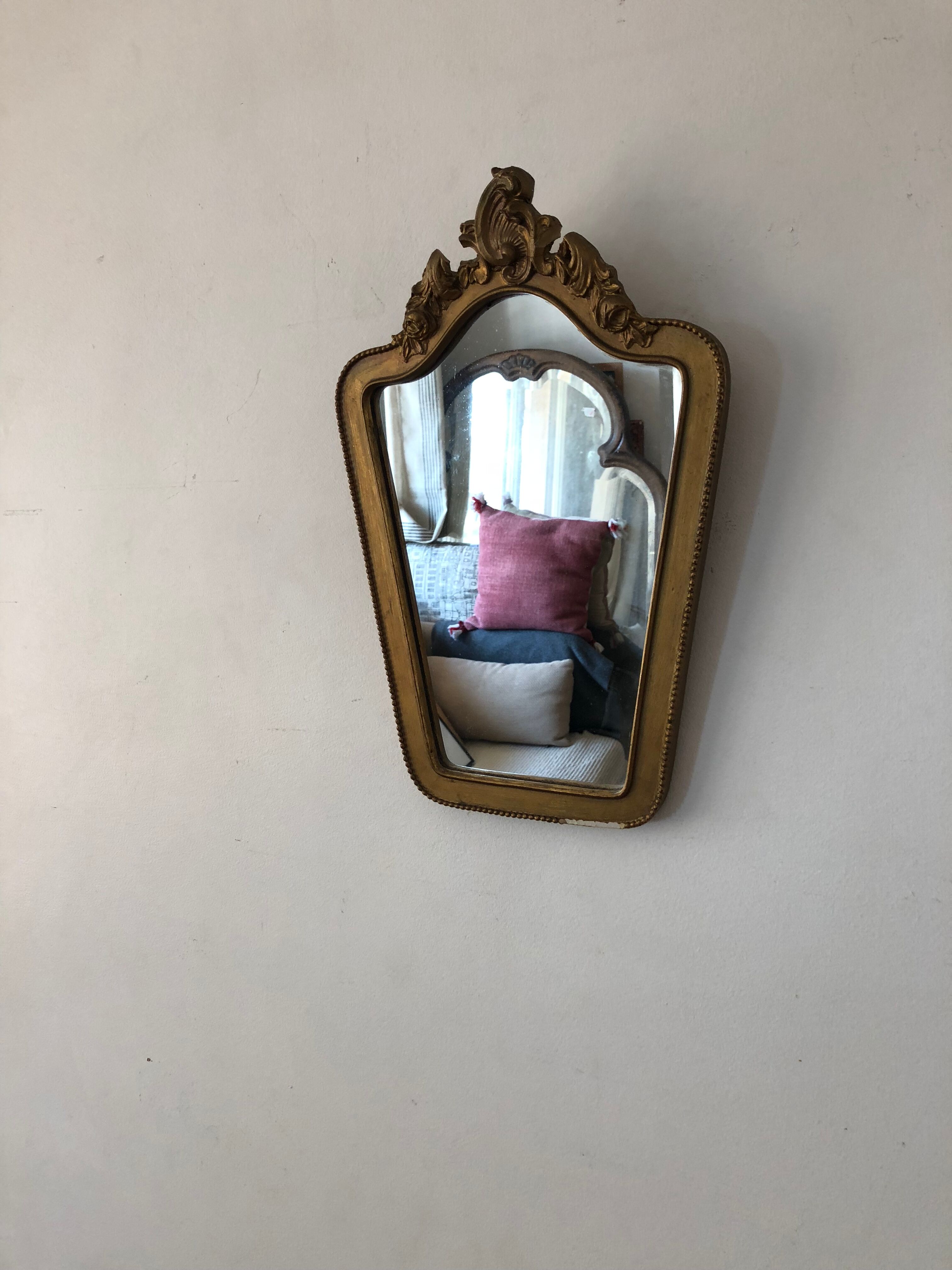 Miroir vintage en bois doré 30x15cm