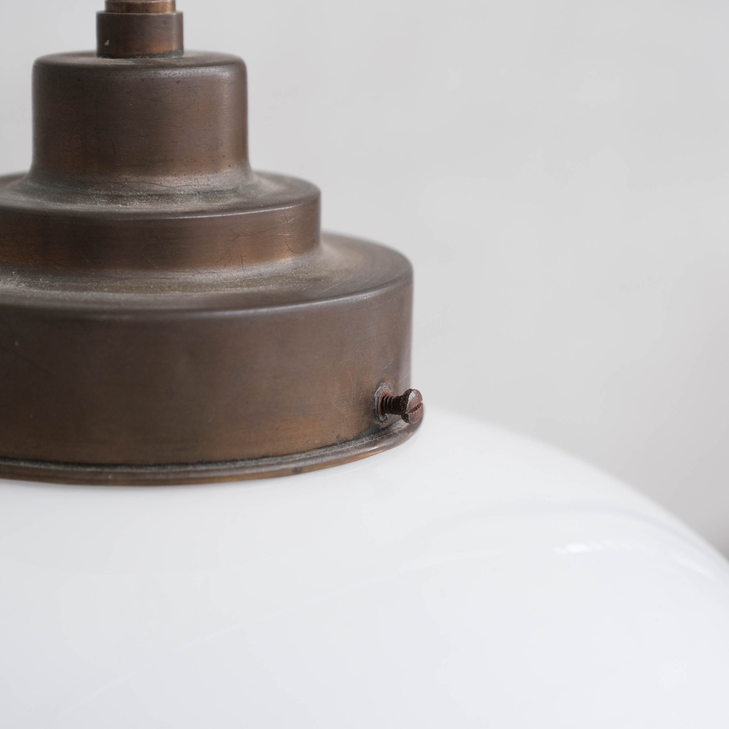 Opaline and brass mid-century pendant light