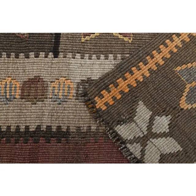 Vintage Turkish Oushak handmade wool cotton brown runner rug 168x395