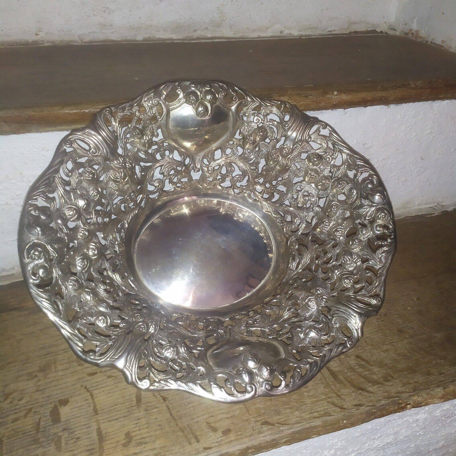 Art Nouveau style silver metal basket