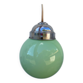 Suspension globe boule en verre vert art déco 1930