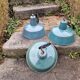 Set of 3 industrial pendant lights in enamelled sheet metal