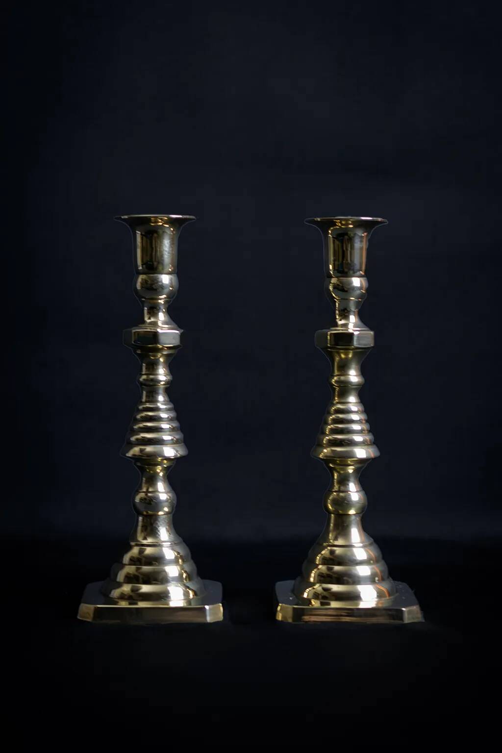 Pair of Victorian copper and brass candlesticks
