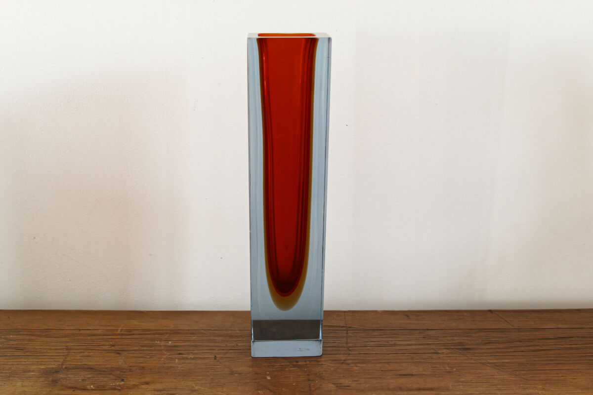 Vintage glass vase by Murano Sommerso by Flavio Poli - 1960