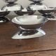 Vintage set of 6 stainless steel bowls, two-in-one design for ice cream and avocados.