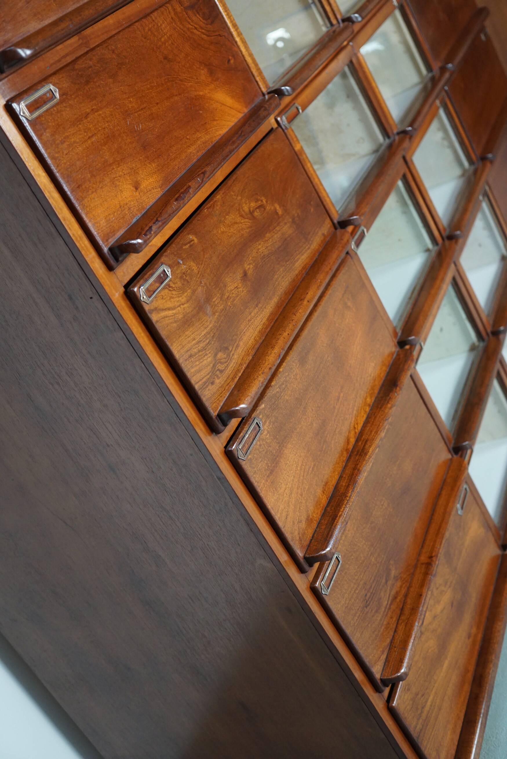 Vintage dutch hardwood haberdashery shop cabinet, 1930s