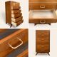 Vintage chest of drawers with compass feet 1960 H112