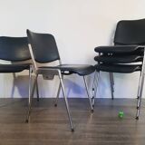 Set 5 chairs stackable Mauser in aluminium and leather, vintage 1960