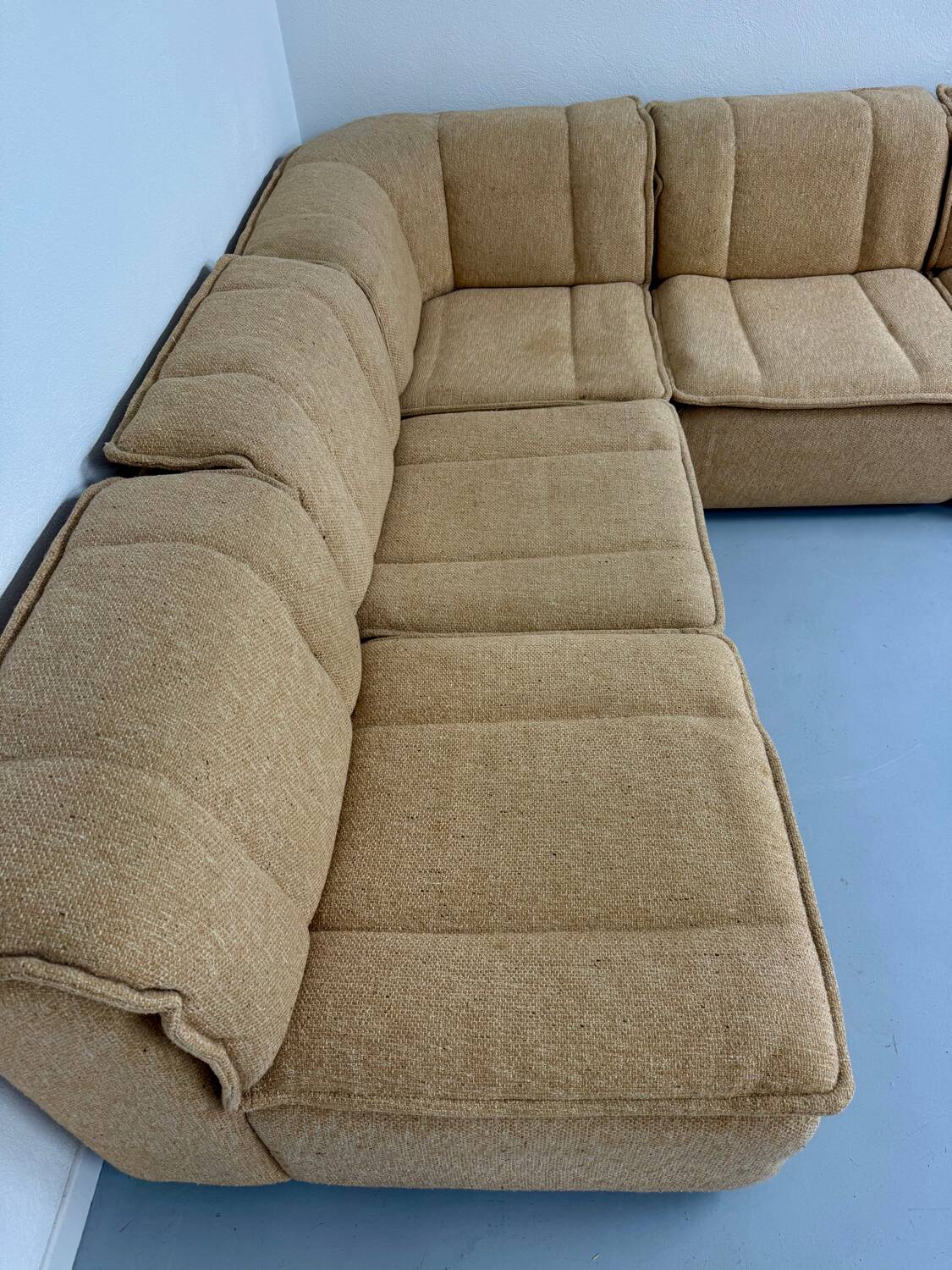 Modular sofa in beige fabric, 70s, 5 elements