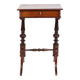 Antique side table with drawer - hand polished mahogany - turned legs - year 1880s