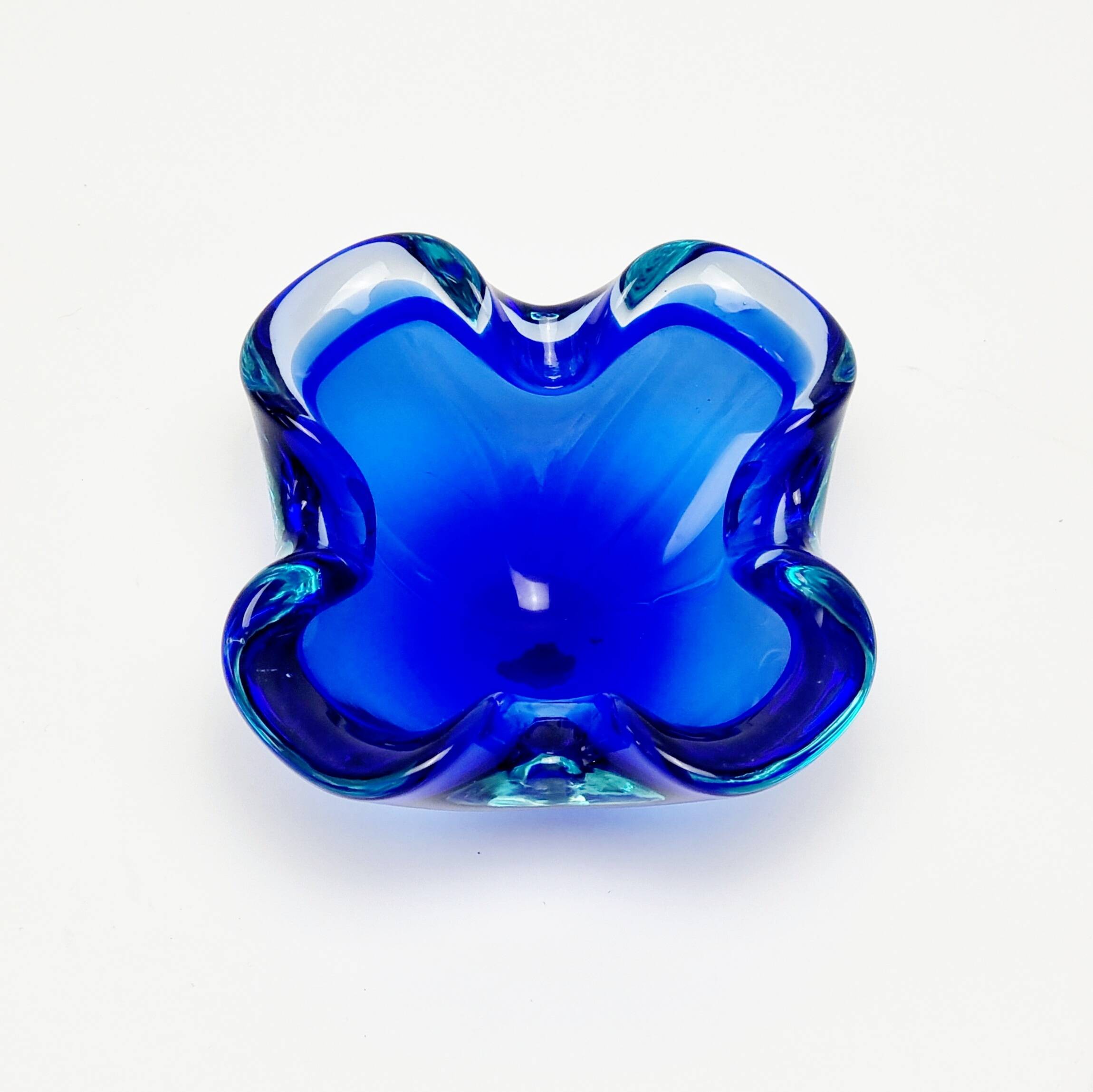 Labelled Mid Century Sommerso Murano Glass Ashtray/Small Bowl, Italy, 1960s